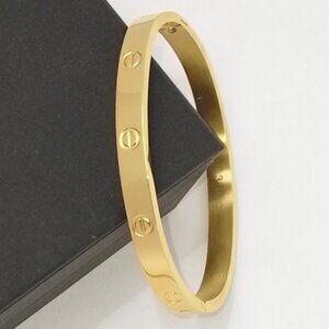 18K Gold-Plated Love Friendship Bracelets Trendy Stainless Steel Bangle Jewelry